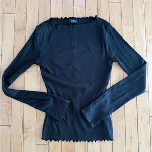 J. Crew Black Long Sleeve Ribbed Top